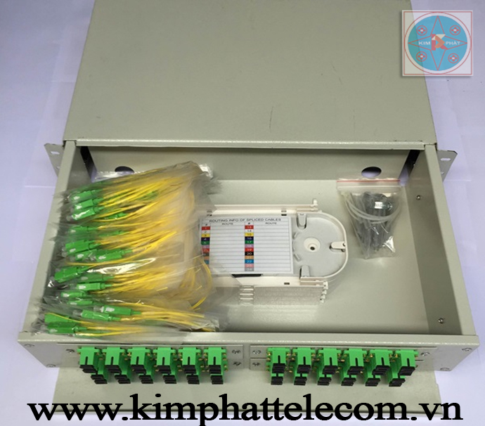 Hộp phối quang ODF 48FO KHAY TRƯỢT GẮN RACK 19”
