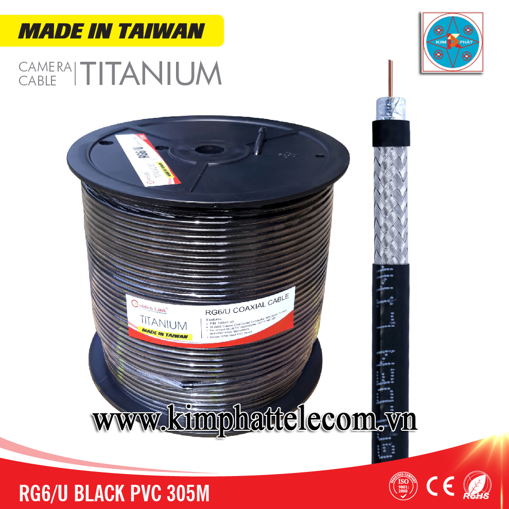 Cáp đồng trục GOLDEN LINK RG6/U MADE IN TAIWAN  Ko kèm nguồn