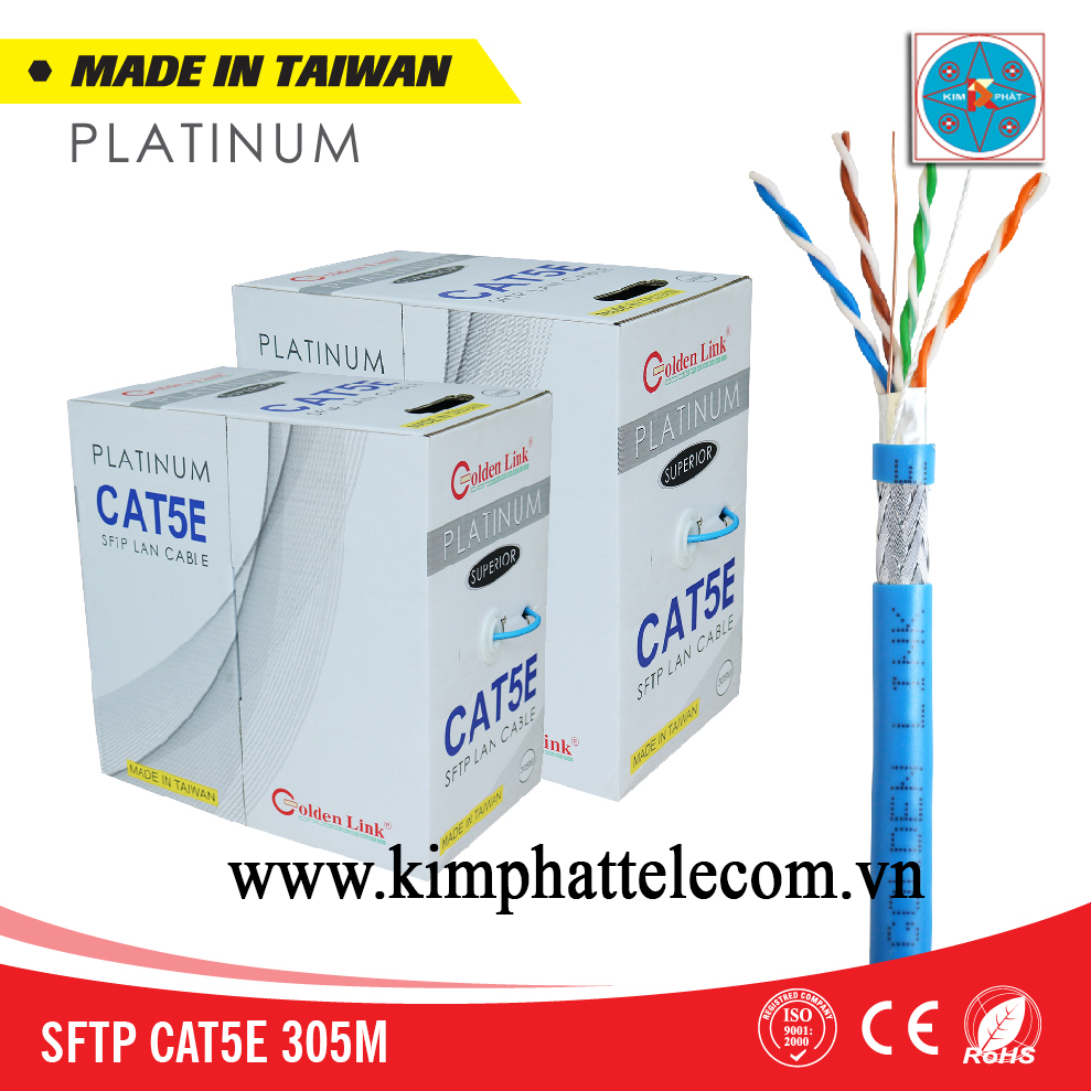 Dây cáp mạng  GOLDENLINK SFTP CAT5e  PLATINUM,  PASS FLUKE TESS 